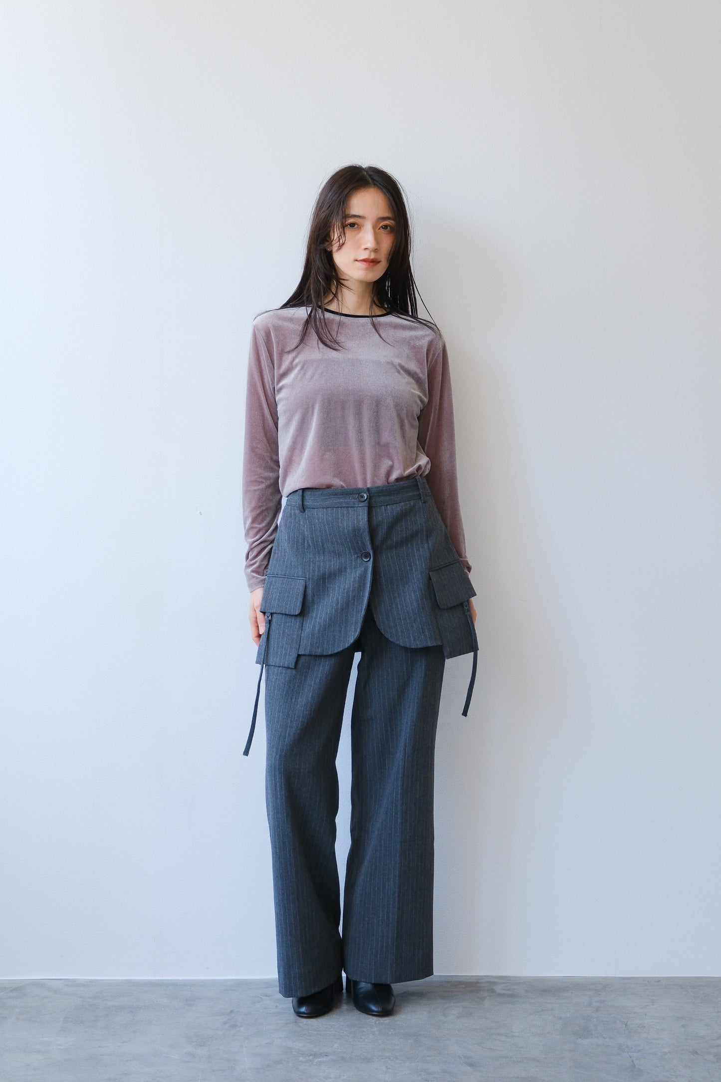 Sheer velour tops (gray)