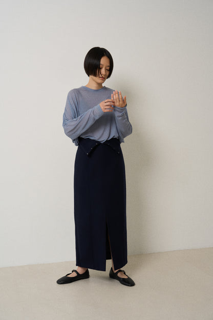 airy cashmere tops -blue-
