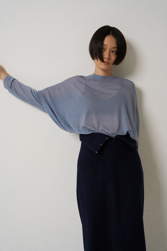 airy cashmere tops -blue-