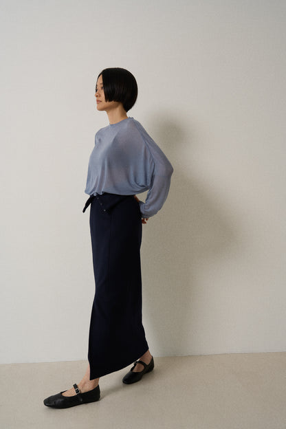 airy cashmere tops -blue-