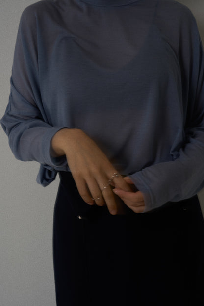 airy cashmere tops -blue-