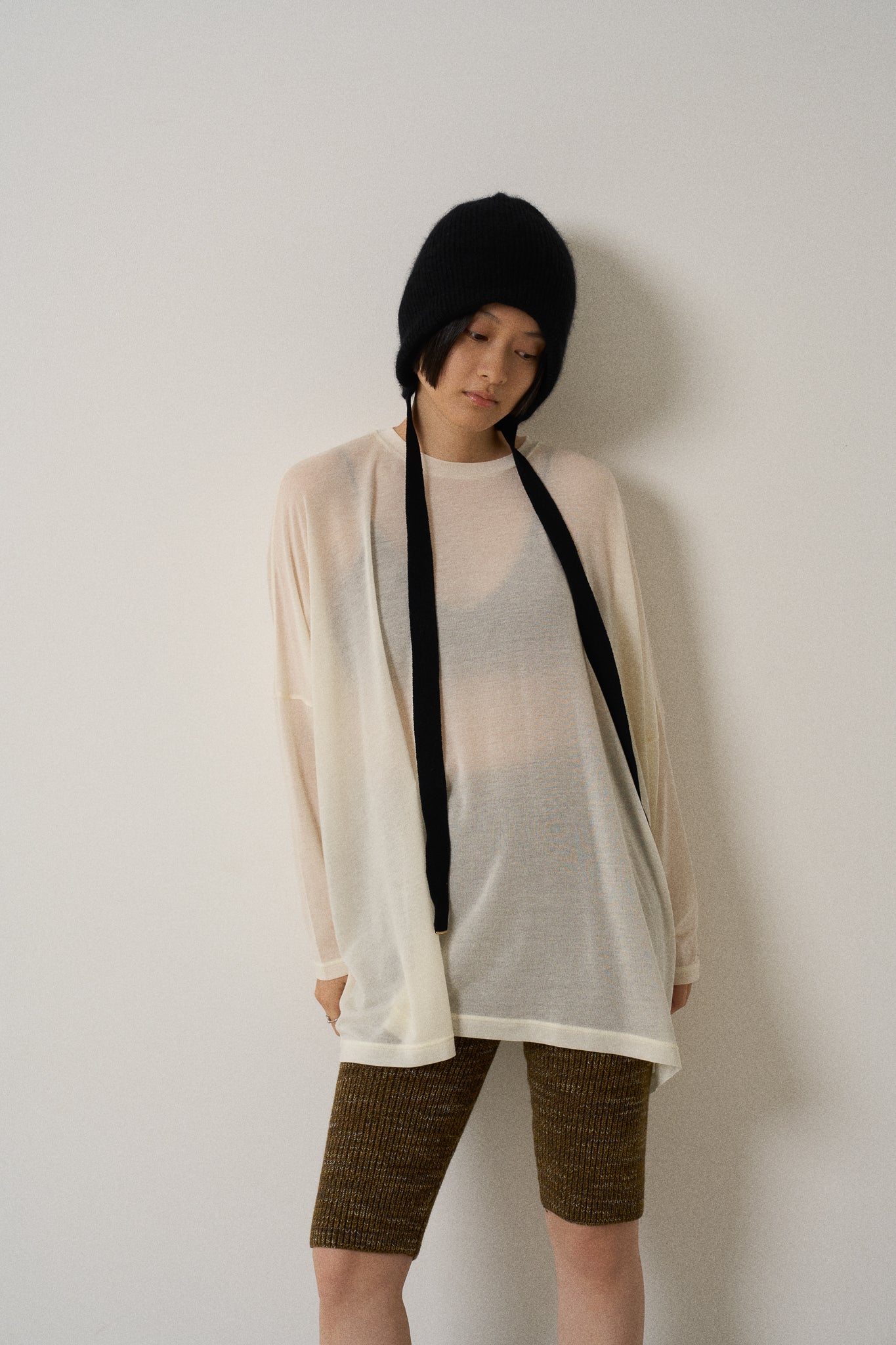 airy cashmere tops -off white-