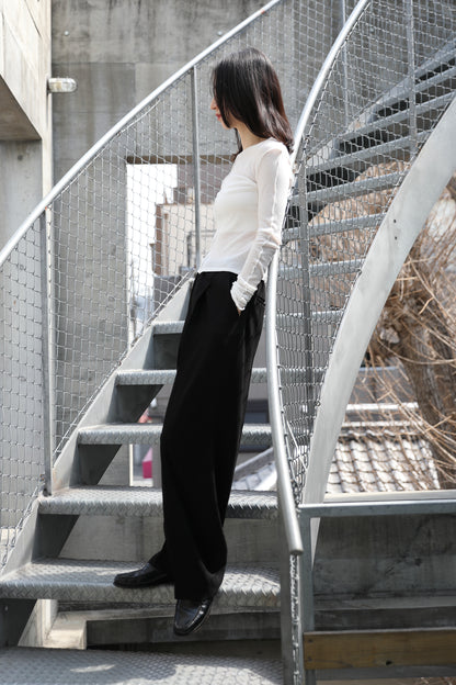 Tuck wide pants (black)