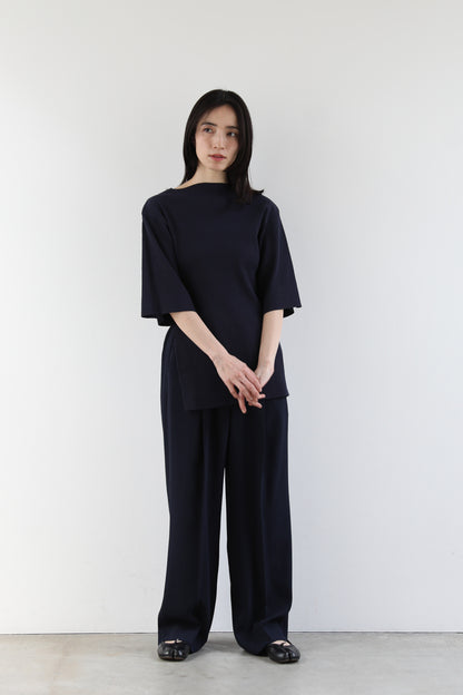 Tuck wide pants (black)