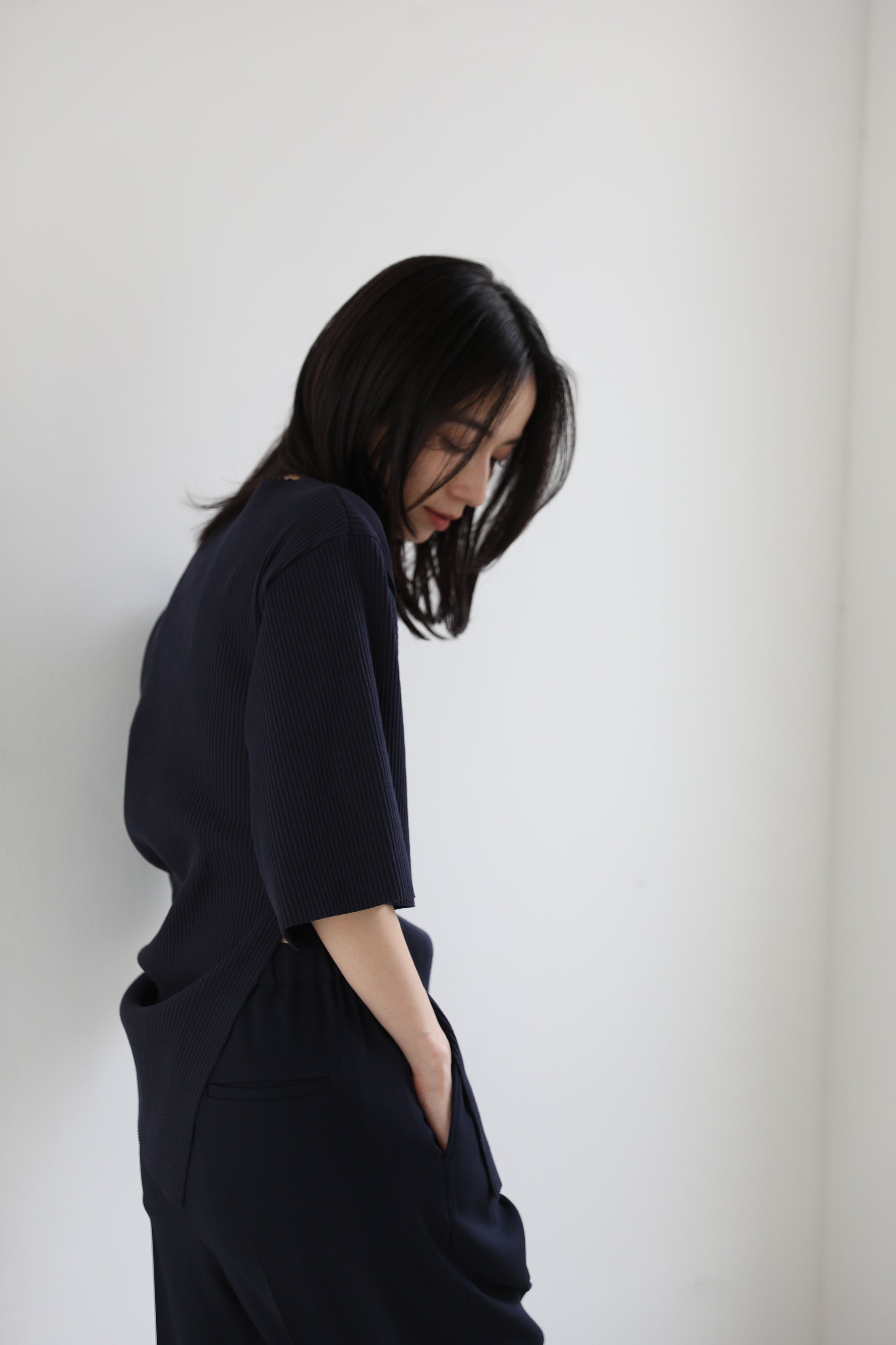 新品　ifmeh Side slit rib t 　ネイビー Side slit rib t (2color) – IFMEH