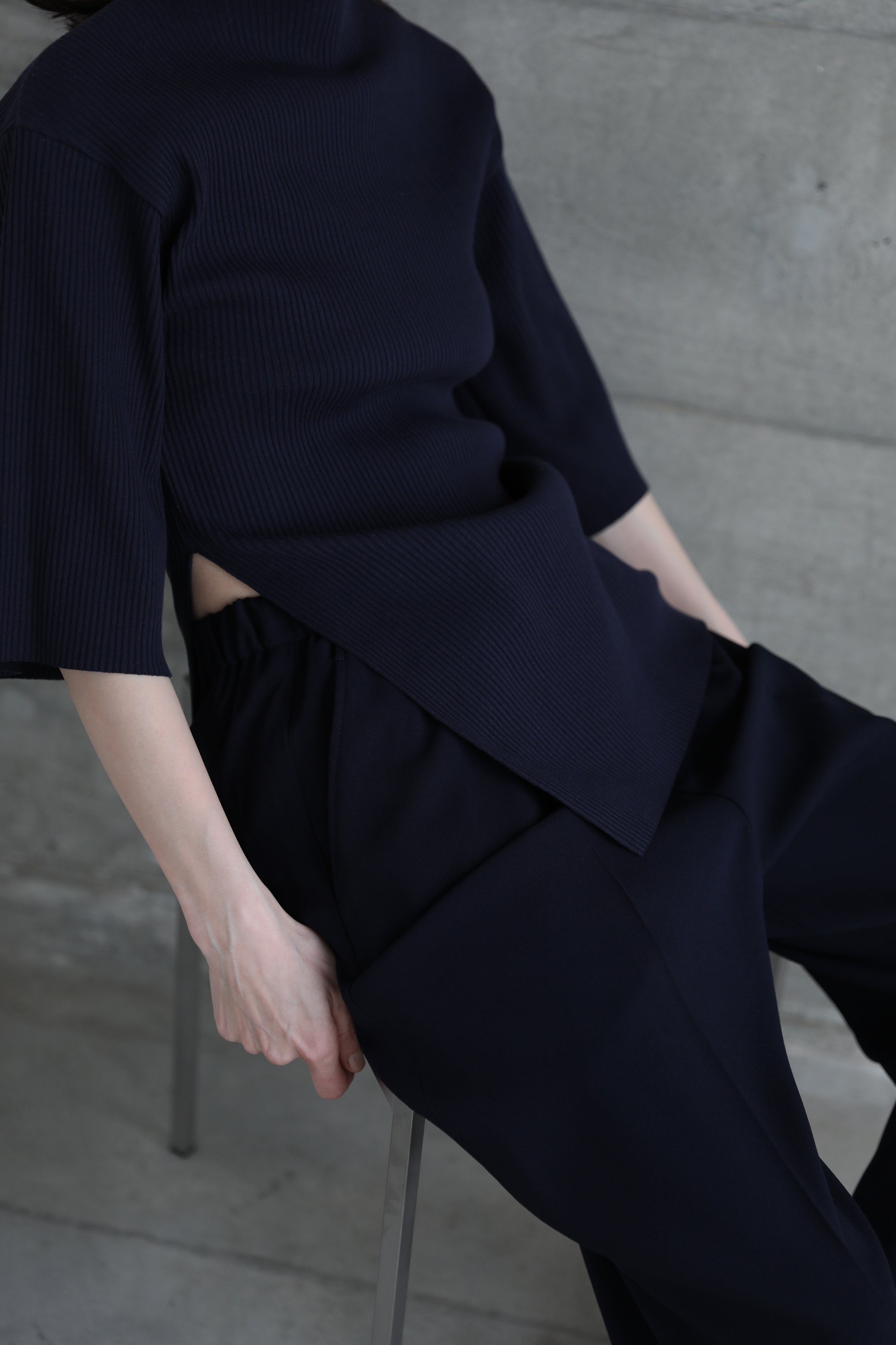 新品　ifmeh Side slit rib t 　ネイビー Side slit rib t (2color) – IFMEH