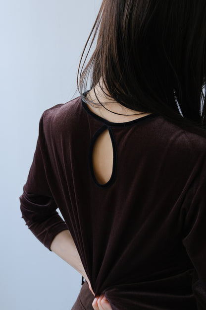 Sheer velour tops (brown)