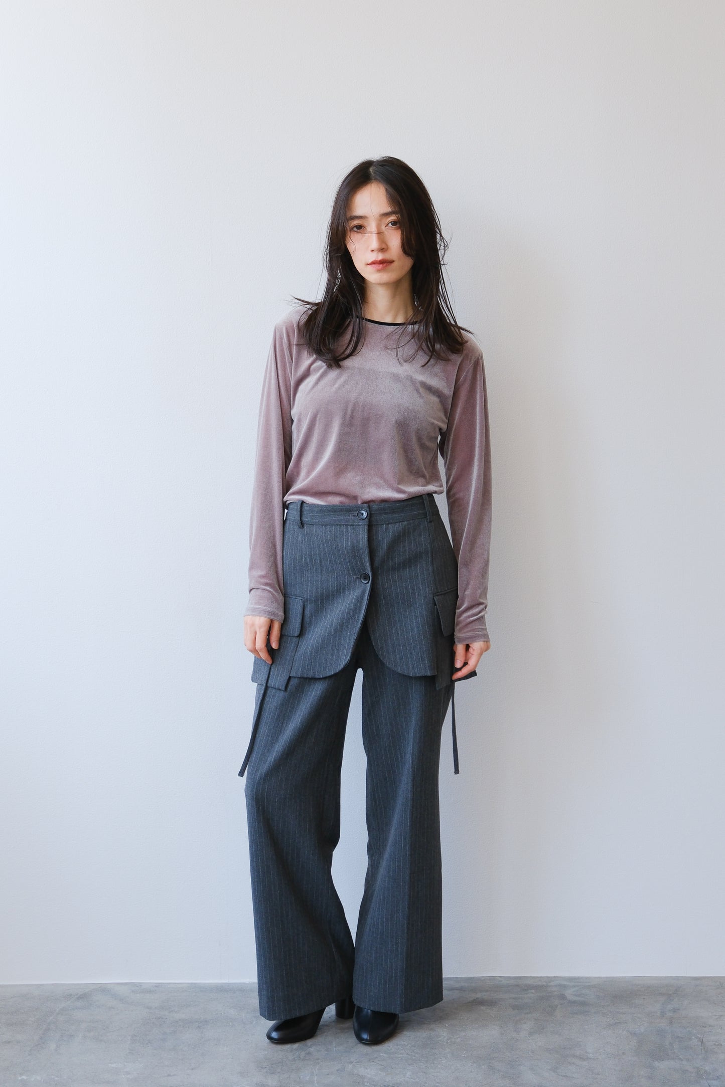 Sheer velour tops (gray)