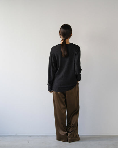 Satin slit pants (2colors)
