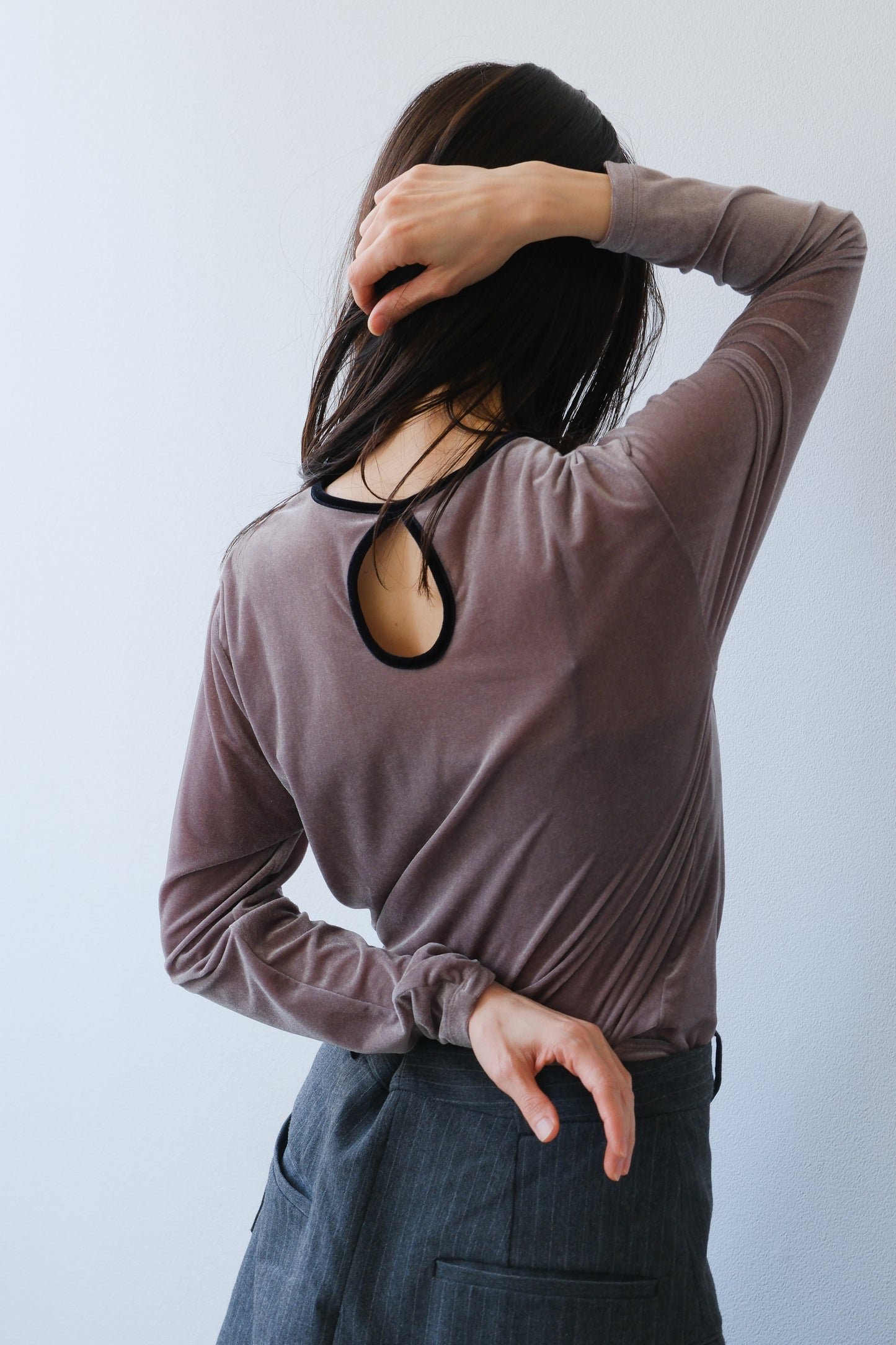 Sheer velour tops (gray)