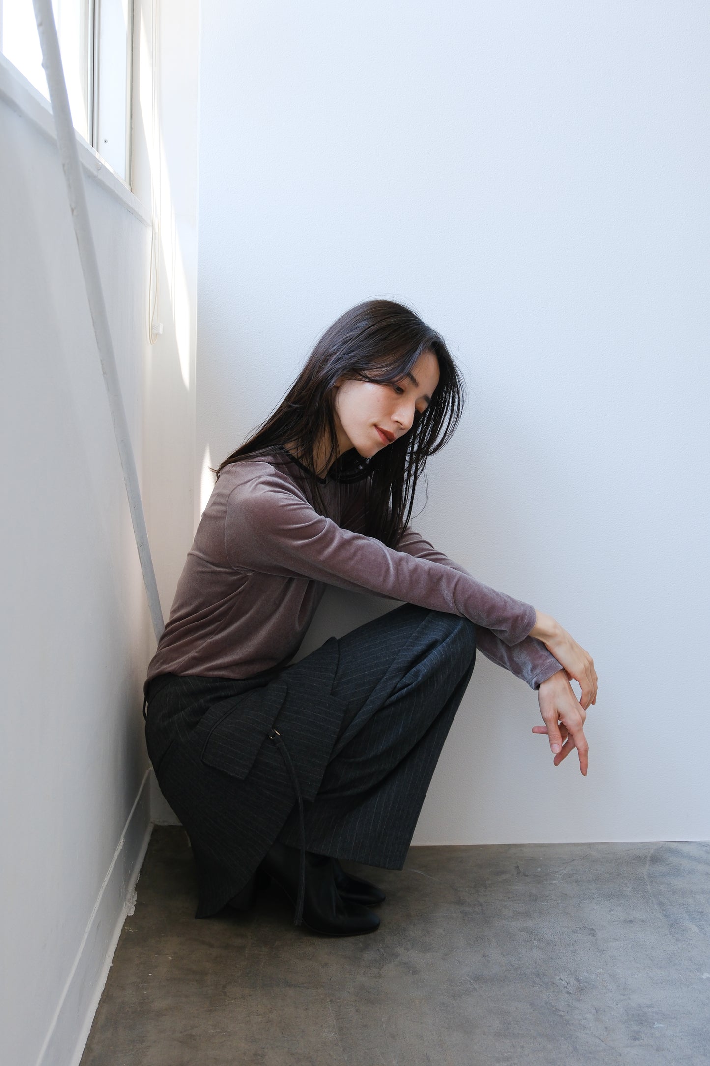 Sheer velour tops (gray)