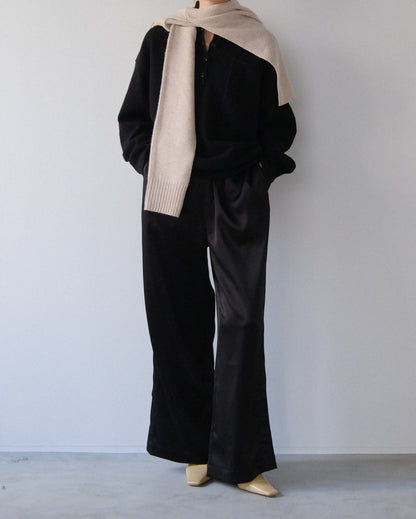 Satin slit pants (2colors)