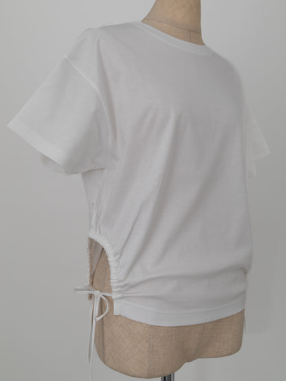 Curve gather tee -white-