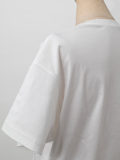 Curve gather tee -white-