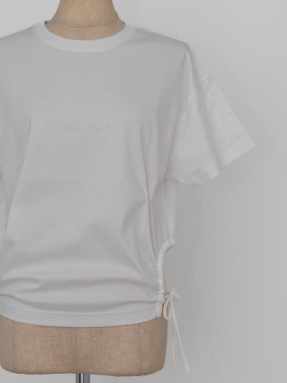 Curve gather tee -white-