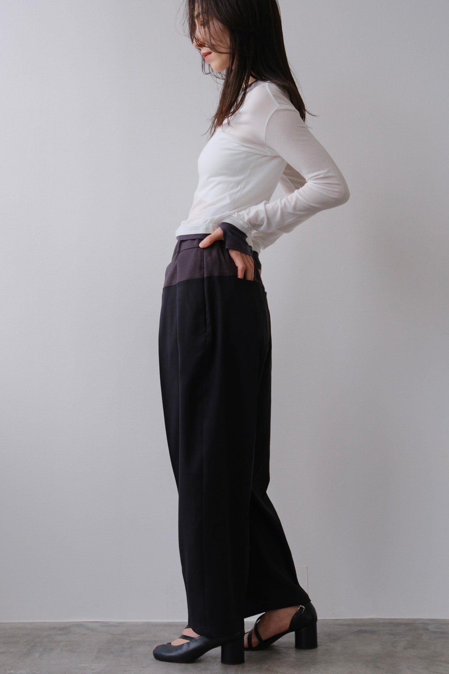 Bicolor curve pants (2color)