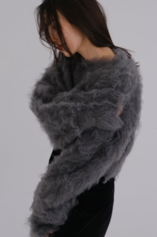 Re:order Shaggy knit tops (gray)