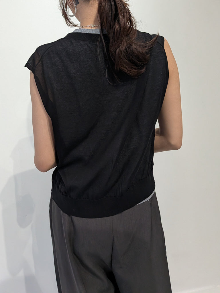 sheer layerd vest (2colors)