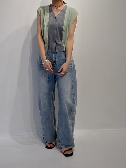 sheer layerd vest (2colors)