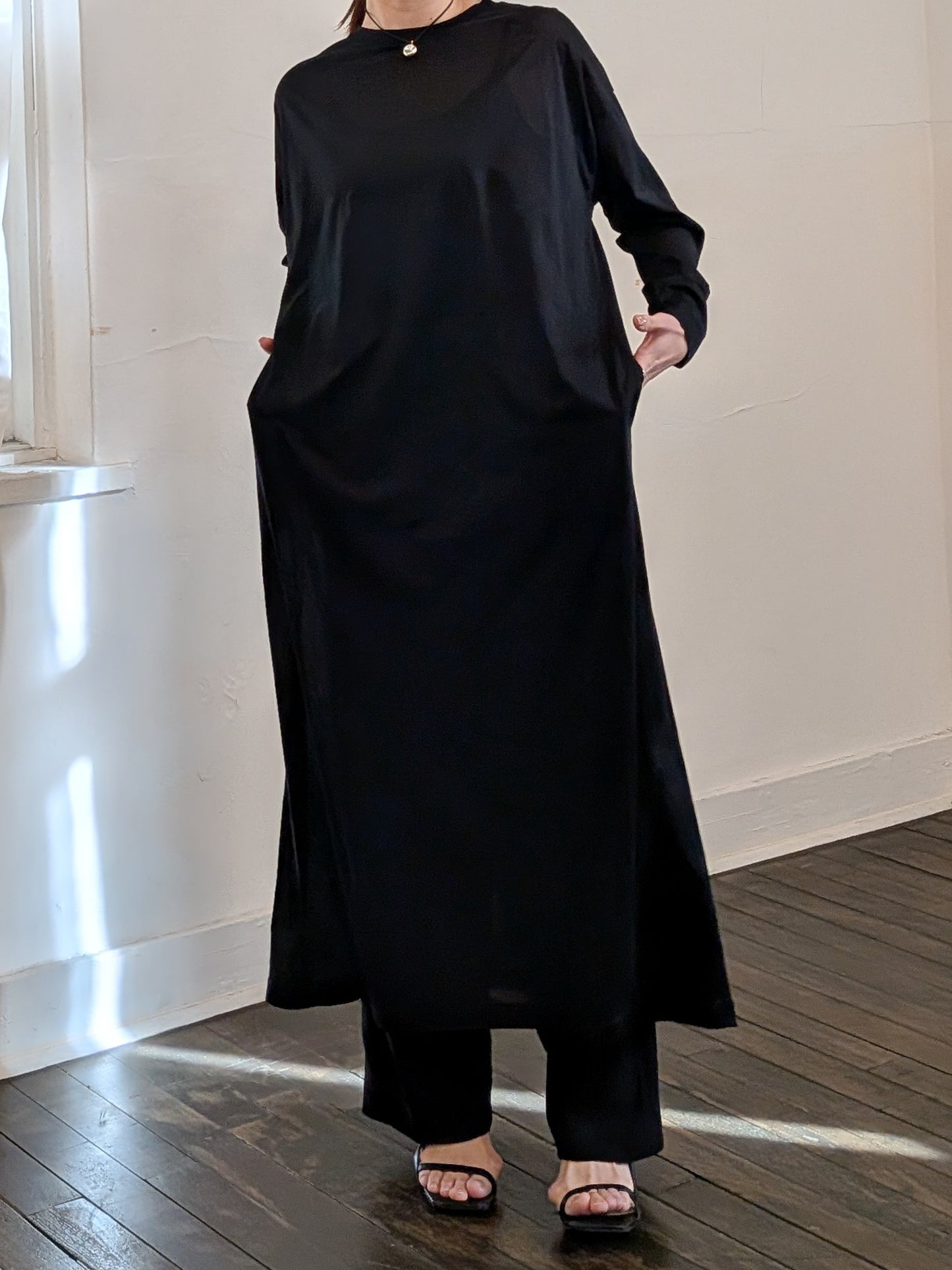 sheer long dress (3colors)