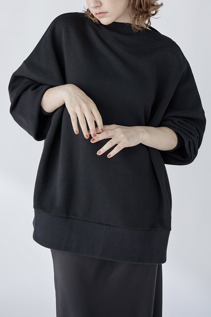 edge neck sweater (-black-)