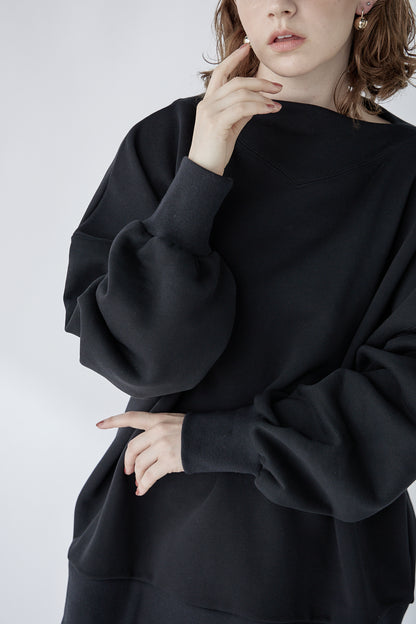 edge neck sweater (-black-)