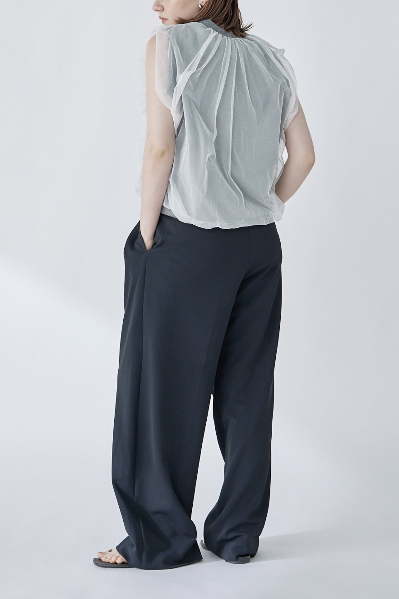 chulle gather tops -grey-