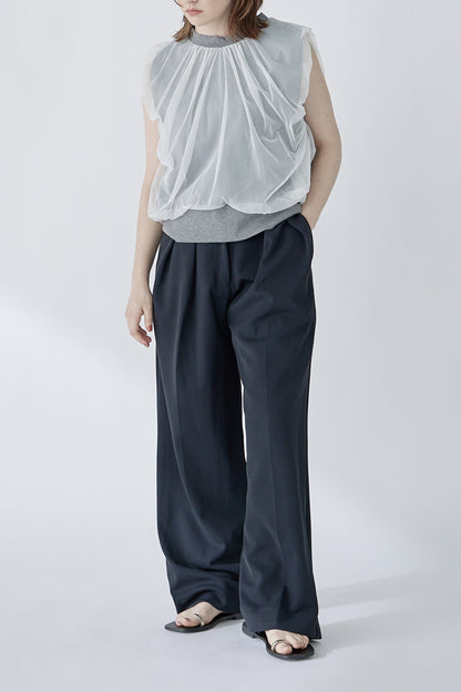 chulle gather tops -grey-