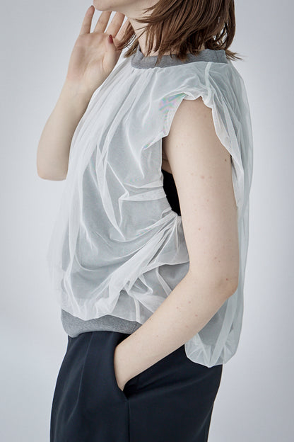 chulle gather tops -grey-