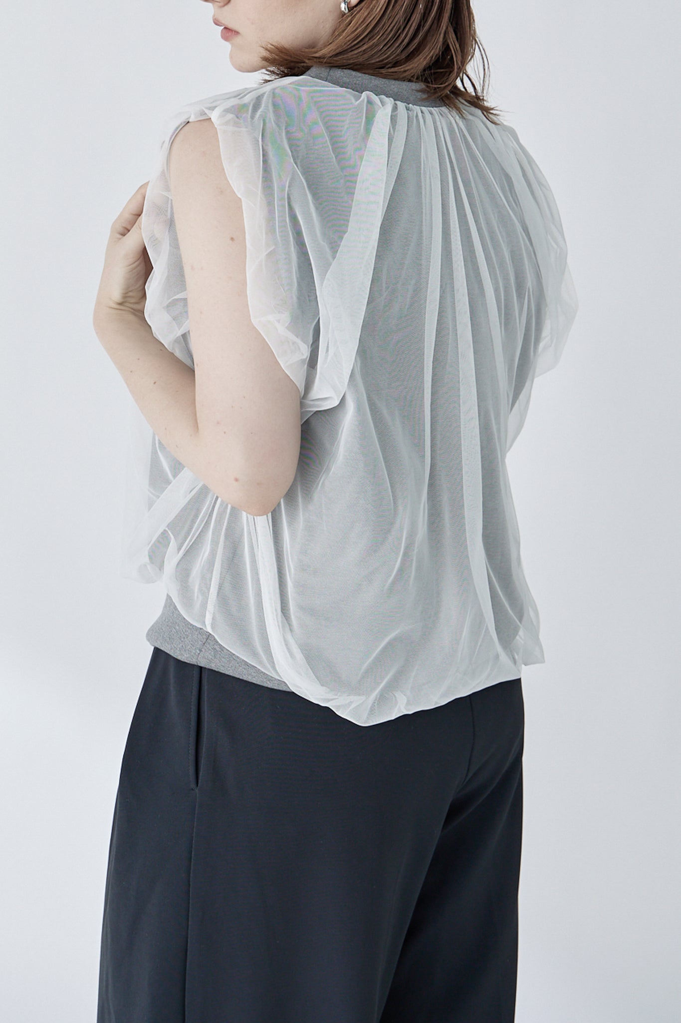 chulle gather tops -grey-