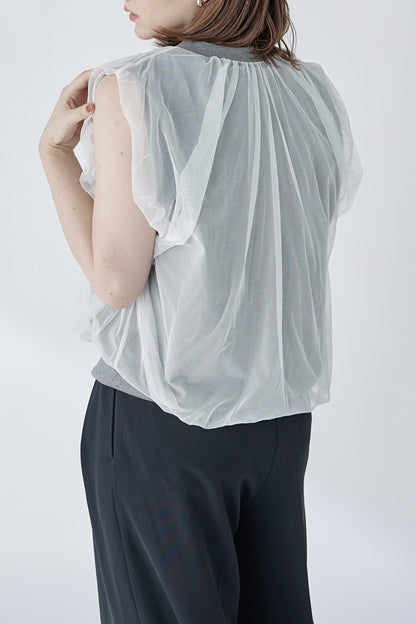 chulle gather tops -grey-