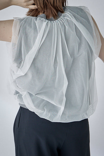 chulle gather tops -grey-