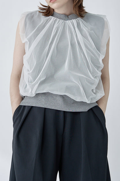 chulle gather tops -grey-