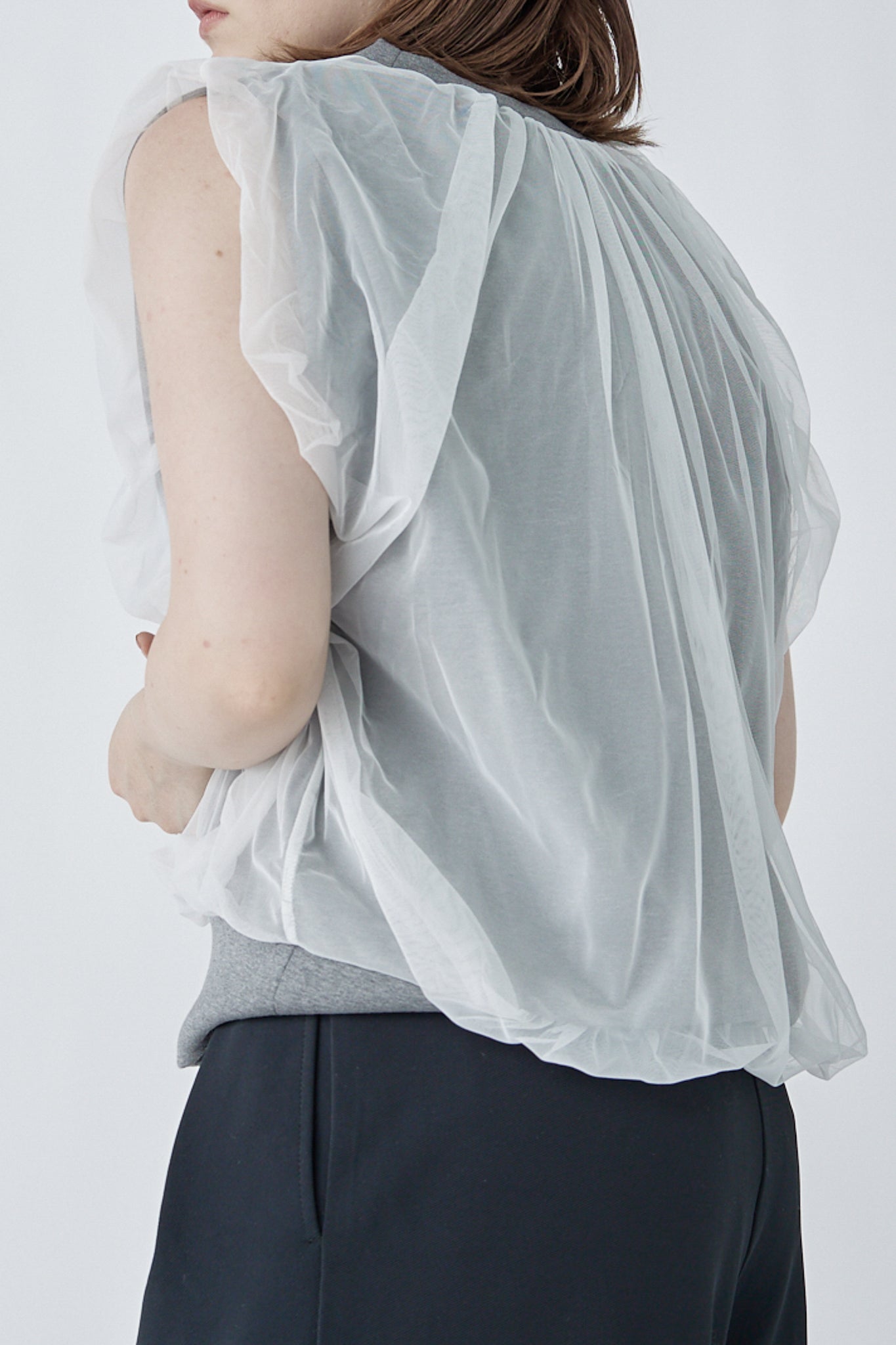 chulle gather tops -grey-