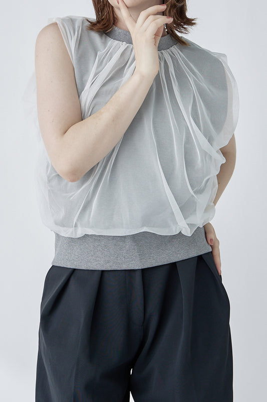 chulle gather tops -grey-