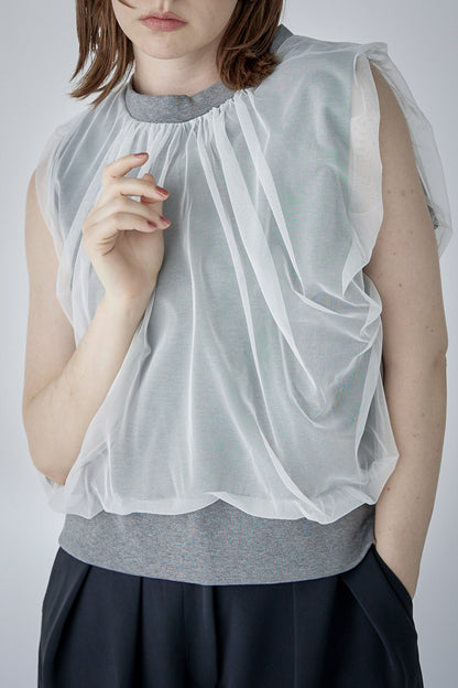 chulle gather tops -grey-