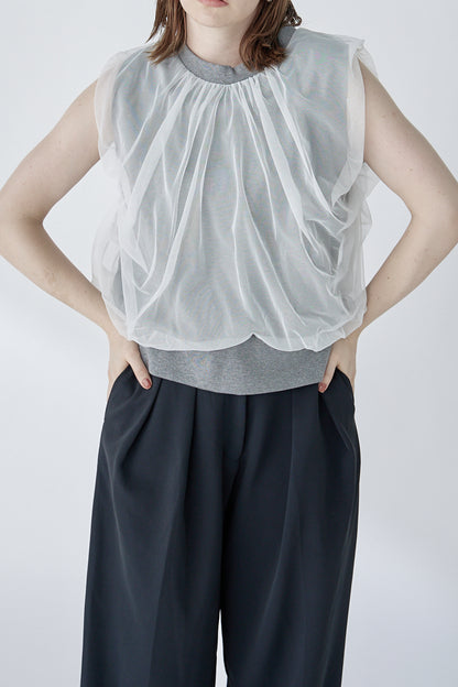 chulle gather tops -grey-