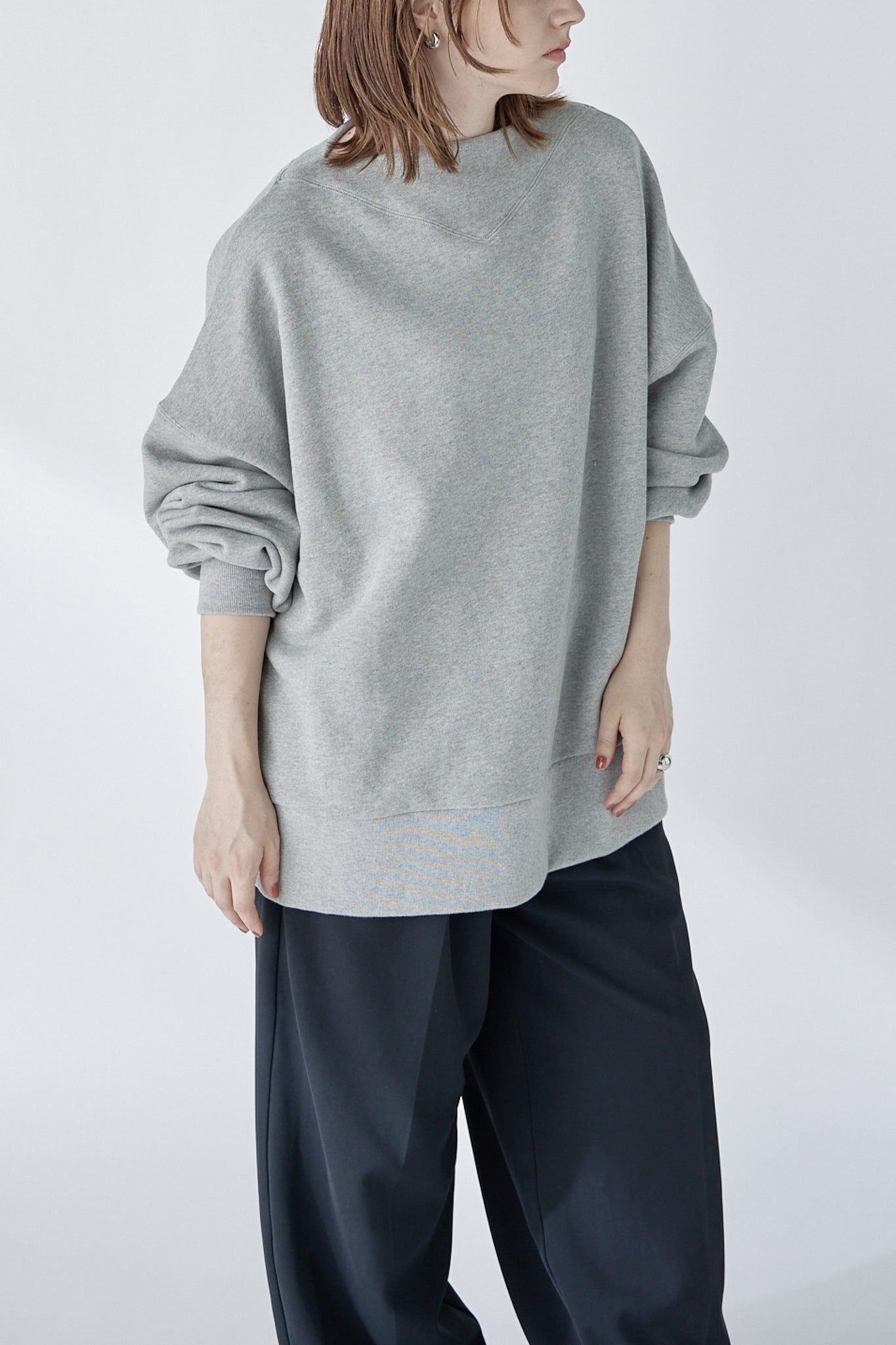 edge neck sweater (-grey-)