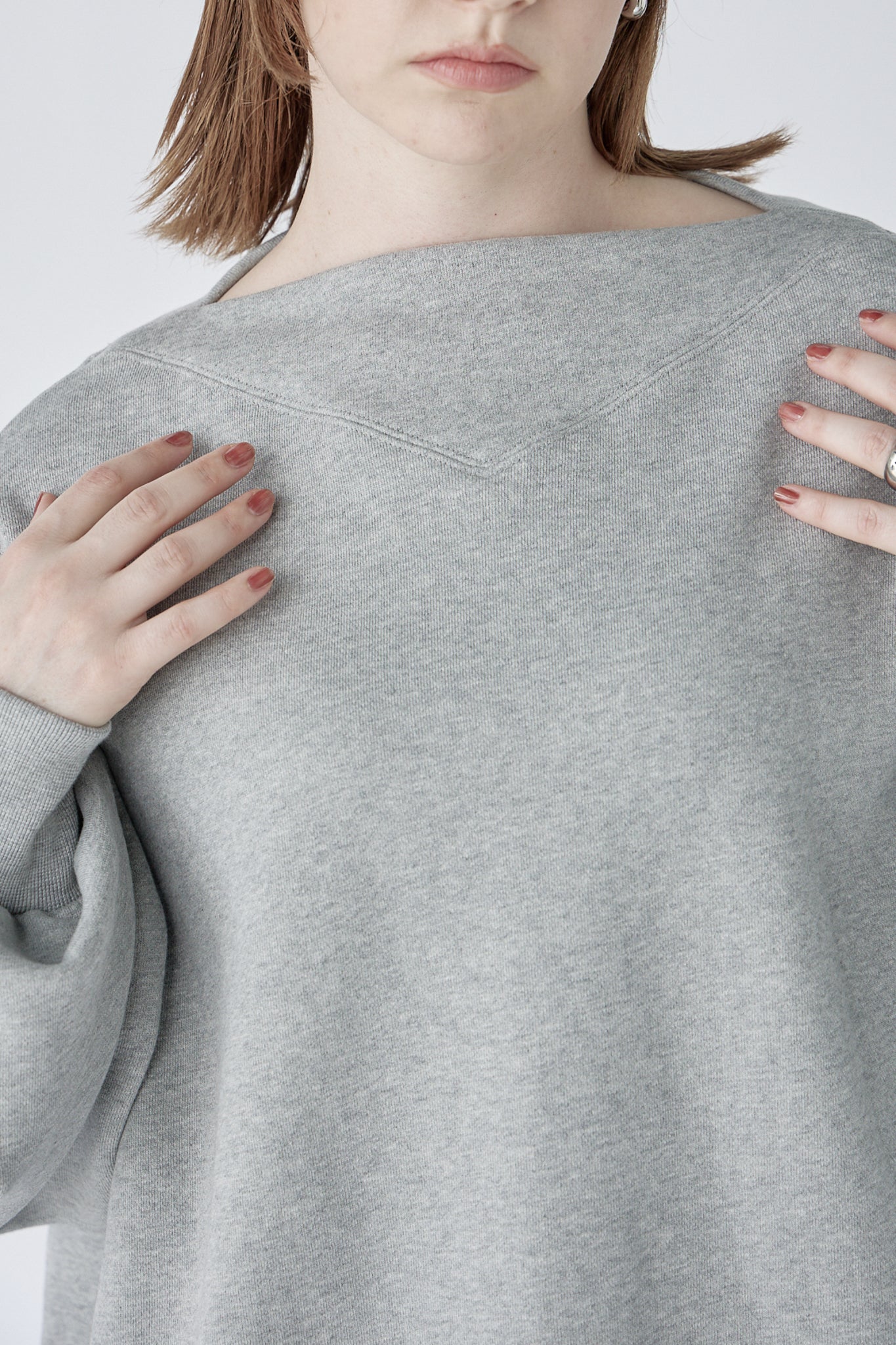 edge neck sweater (-grey-)