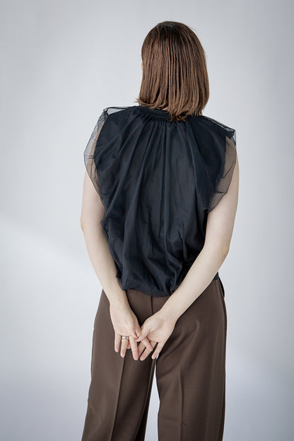 chulle gather tops -black-