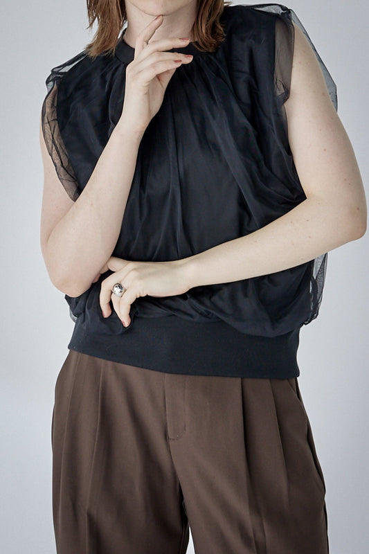 chulle gather tops -black-